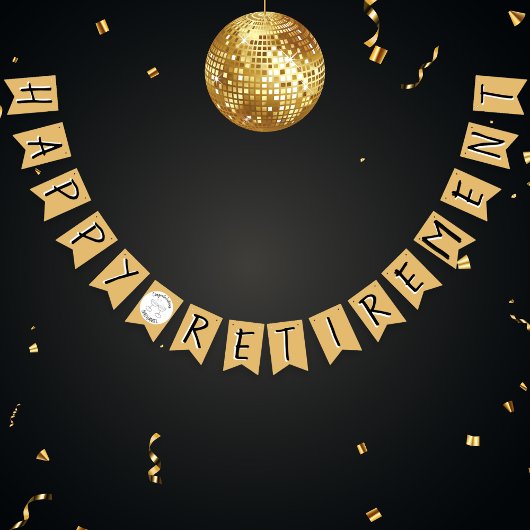 退職金ゴールドフェイクおめでとうパーティー バンティングフラッグ