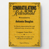 退職金ゴールド&ブラックおめでとう フォトプラーク (正面)