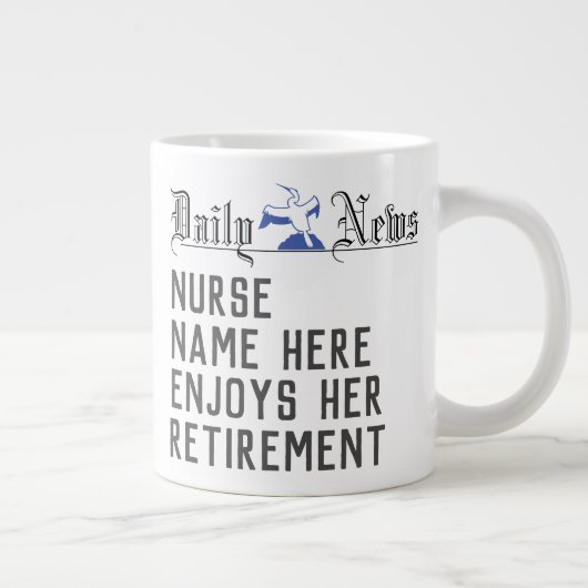 退職金ナース。退職したナース ジャンボコーヒーマグカップ (右)