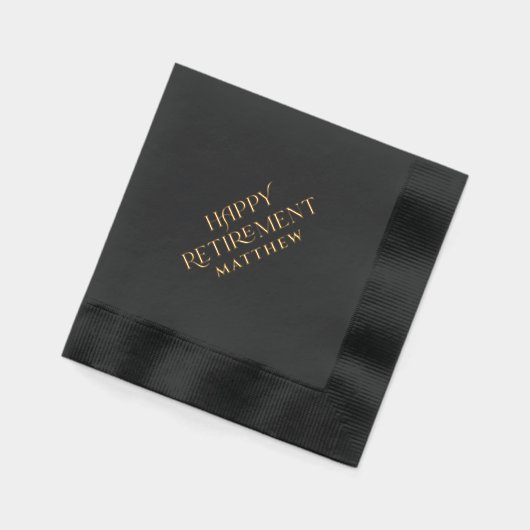 退職金パーソナライズされたの黒番と金ゴールド 箔ナプキン (左)