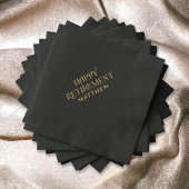 退職金パーソナライズされたの黒番と金ゴールド 箔ナプキン