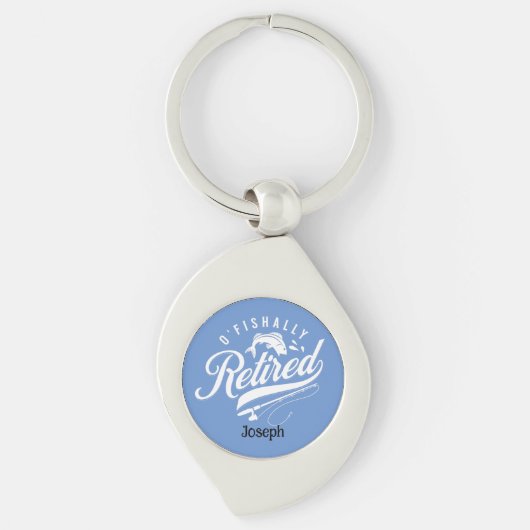 退職金。漁師/女性編集可能な名前 キーホルダー (正面)