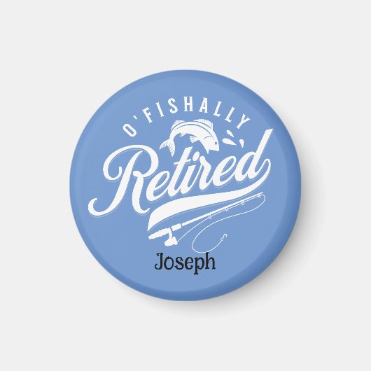 退職金。漁師/女性編集可能な名前 マグネット (正面)
