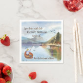 退職魚釣りで湖の水色 スタンダードカクテルナプキン (インサイチュ)