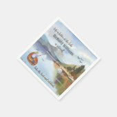 退職魚釣りで湖の水色 スタンダードカクテルナプキン (角)