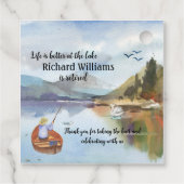 退職魚釣りで湖の水色 フェイバータグ (裏面)