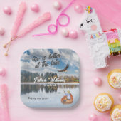 退職魚釣りで湖の水色 ペーパープレート (パーティー)