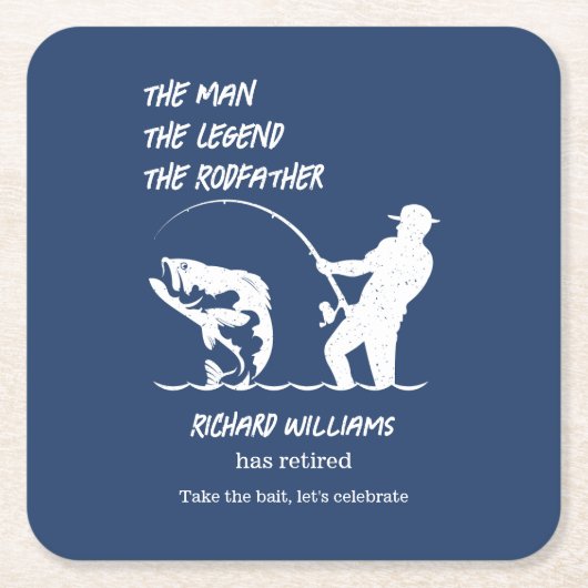 退職魚釣りザロードファービッグフィッシュ スクエアペーパーコースター (正面)