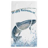 退職魚釣りポールと魚 スモールペーパーバッグ (正面)