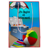 退職 – おもしろいのビーチ ミディアムペーパーバッグ (裏面)