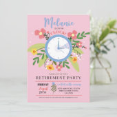 退職 お時計から自由に 女性の花柄パーティー 招待状 (スタンド正面)