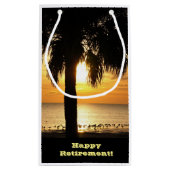 退職、ギフトバッグ、日没のヤシの木 スモールペーパーバッグ (裏面)