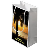 退職、ギフトバッグ、日没のヤシの木 スモールペーパーバッグ (裏面アングル)