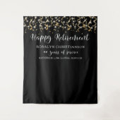 退職 ブラック ゴールド コンフェッティ ストリーマー タペストリー (正面)