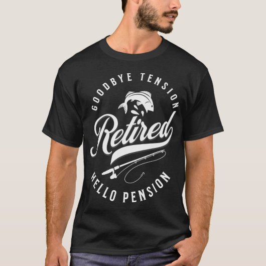 退職 釣り さようなら ストレス ポスト Tシャツ (正面)