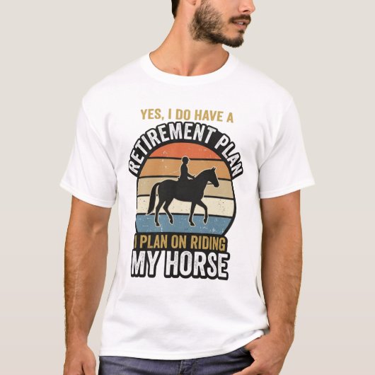 退職 馬術 プラン ヴィンテージ Tシャツ デザイン (正面)