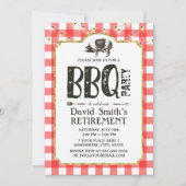 退職BBQパーティーストリングライツレッドプレイド 招待状 (正面)