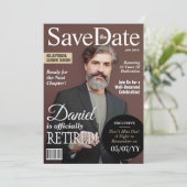 退職Save the Date モダン Magazine招待状 シーズンカード (スタンド正面)
