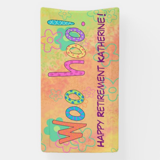 退職WooHoo名バナパーソナライズされたー 横断幕 (縦)