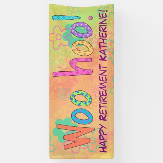 退職WooHoo名バナパーソナライズされたー 横断幕 (縦)