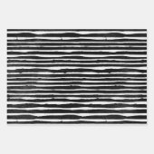退色ブラックホワイト落書きストライプ ラッピングペーパーシート (正面)