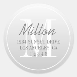 退色モダン勾配差出人住所 |グレーグラデーション ラウンドシール