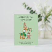 送信側ホリデー応援トナカイ顔マスク2021 シーズンポストカード (スタンド正面)