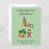 送信側ホリデー応援トナカイ顔マスク2021 シーズンポストカード (正面/裏面)