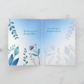 送信心地よいブルーフラワー離れ悔やみや弔慰 カード (内部)