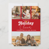 送信応援金ゴールドストライプハート写真クリスマス シーズンカード (正面)