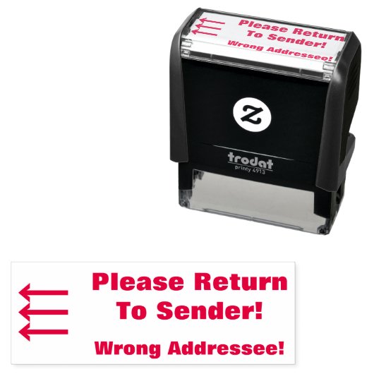 「送信者に戻って下さい！」「アドレスが間違っている」 セルフインキングスタンプ (インサイチュ)