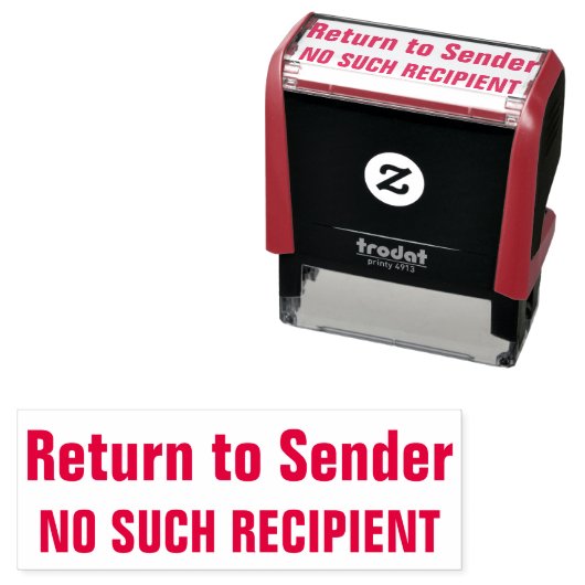 "送信者に戻る"、"そのような受信者なし" セルフインキングスタンプ (インサイチュ)