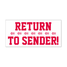 「送信者に戻る！」と矢印ゴム印