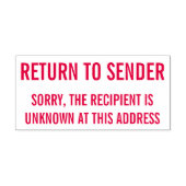 「送信者に戻る」不明な受信者のラバースタンプ セルフインキングスタンプ (デザイン)