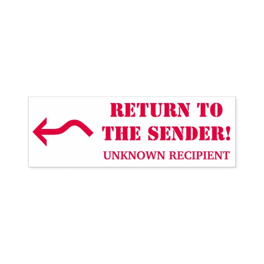 "送信者に戻る!" "不明な受信者" セルフインキングスタンプ (デザイン)