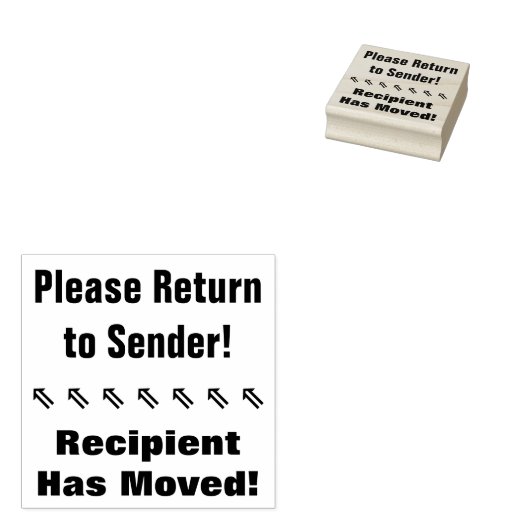"送信者に戻る！"、"受信者が移動した" ラバースタンプ (押印)