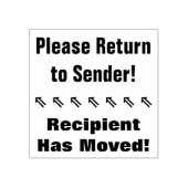 "送信者に戻る!"、"受信者が移動した" ラバースタンプ (インプリント)