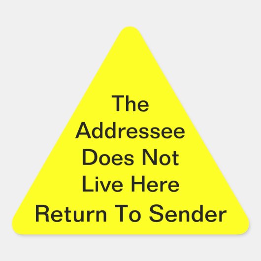 送信者三角形ステッカーに明るい黄色のリターン 三角形シール (正面)