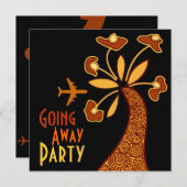 送別会の招待状のカードのモチーフの花 招待状 (正面/裏面)