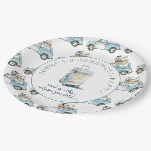 送別卒業かわいい車への遠くにパーティー ペーパープレート (アングル)