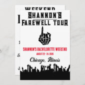 送別旅行、音楽フェスティバルバチェロレッテ週末 招待状 (正面/裏面)