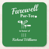 送別退職式ゴルフクラブをテーマにしたPar Tee スクエアペーパーコースター (正面)