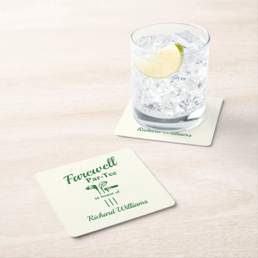 送別退職式ゴルフクラブをテーマにしたPar Tee スクエアペーパーコースター (インサイチュ)