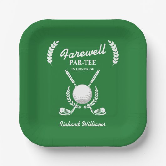 送別退職式ゴルフクラブリースをテーマにしたパーティー ペーパープレート (正面)
