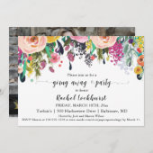 送別遠くにパーティーフローラ写真 招待状 (正面/裏面)