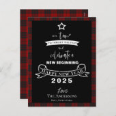 送別2021タイポグラフィ赤い格子白い新年 シーズンポストカード (正面/裏面)