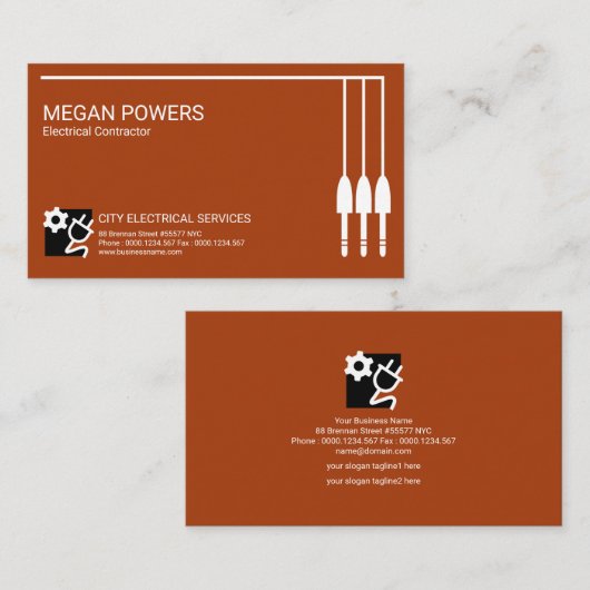 送電線のつながりのボーダーフレームの電気技師 名刺 (正面/裏面)