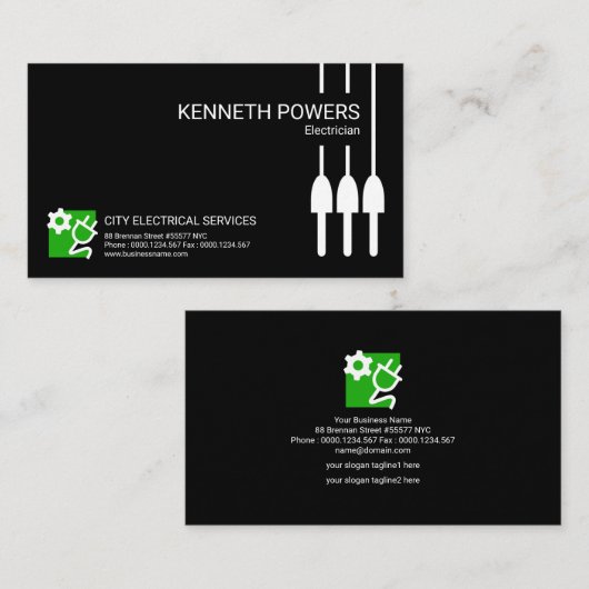 送電線のプラカードの最小主義の明白な電気技師 名刺 (正面/裏面)