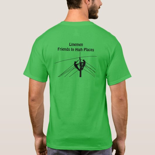 送電線作業員は高所作業 Tシャツ (裏面)