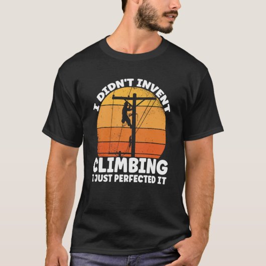 送電線作業員 送電線登攀を極めました 電気技師 Tシャツ (正面)